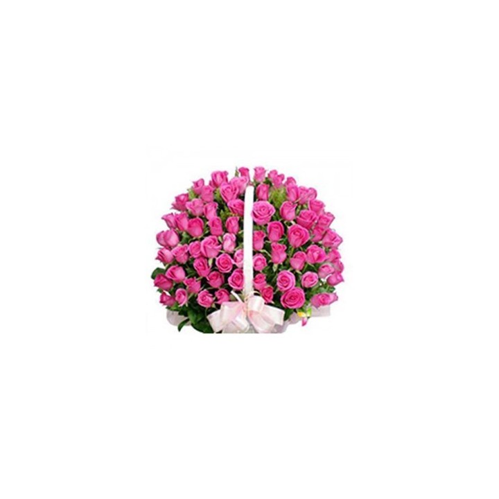 50 Rose Basket Pink