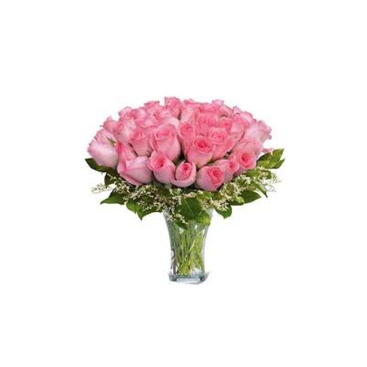 Pink Roses In Vase 100 Flowers