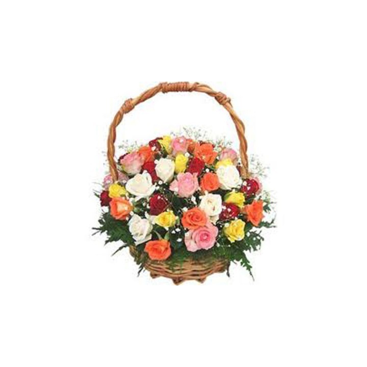 36 MIX ROSES IN BASKET