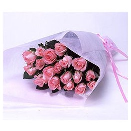Nineteen pink roses