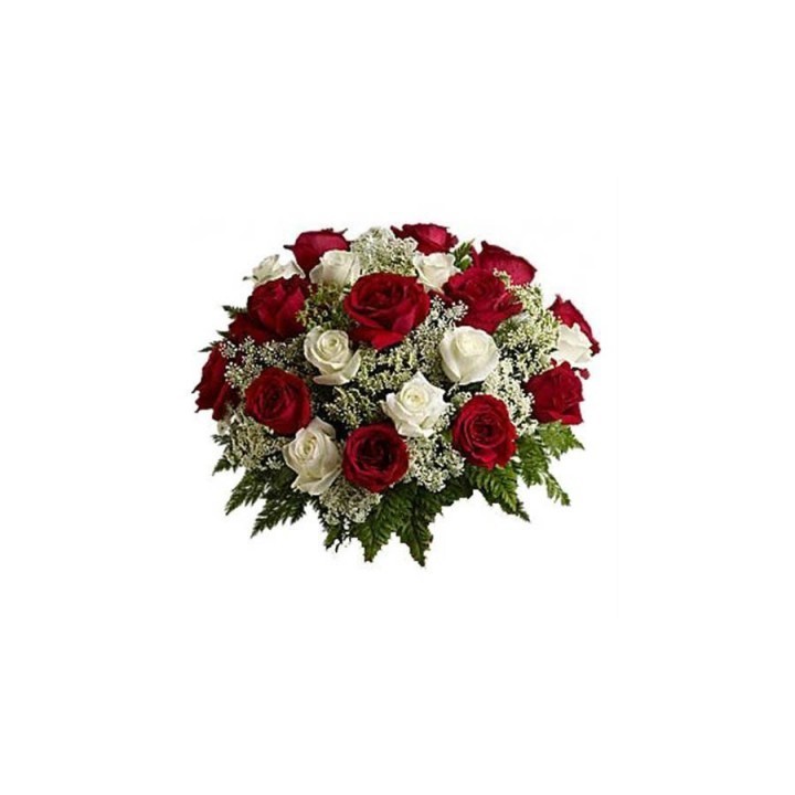 21 RED N WHITE ROSES BUNCH