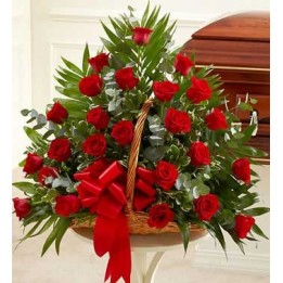 24 Red Roses basket Facing