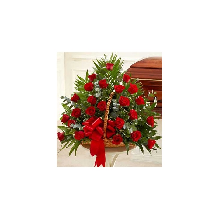 24 Red Roses basket Facing