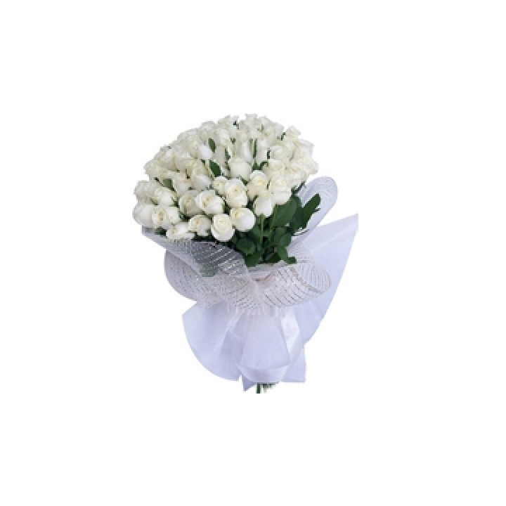 White Roses Bouquet 60 Flowers