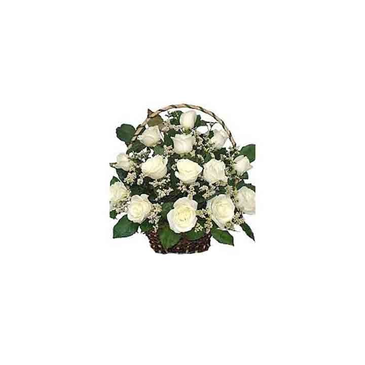 Basket Of 30 White Roses