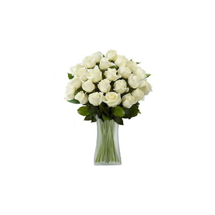 Three Dozen White Roses In Vase