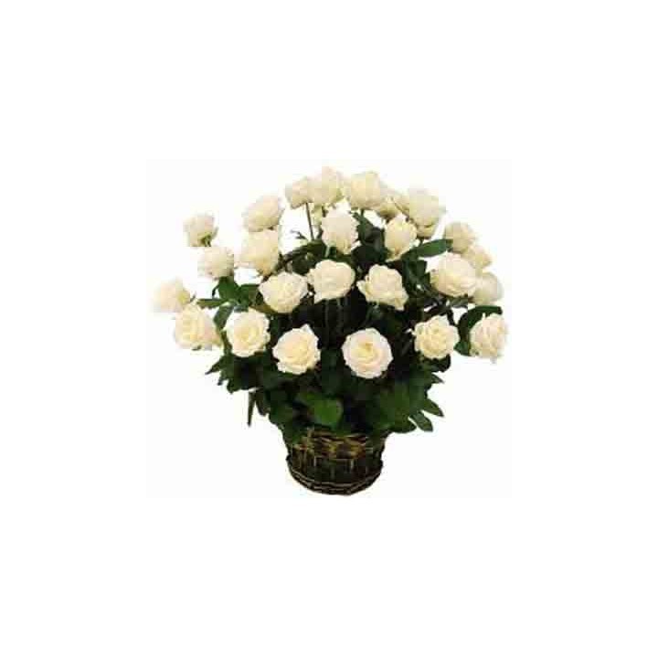 White Roses Basket 20 Stems