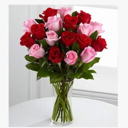Pink and red roses in vase 35 Flowers