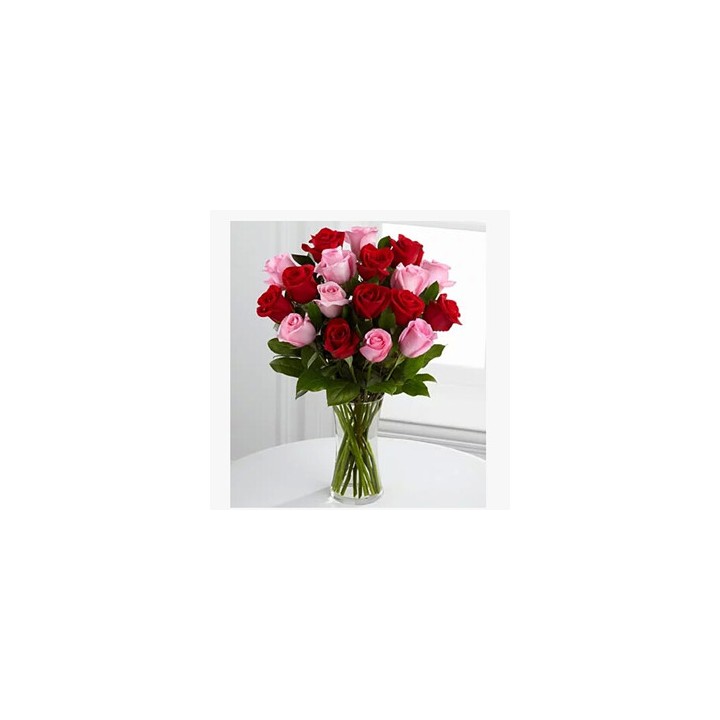 Pink and red roses in vase 35 Flowers
