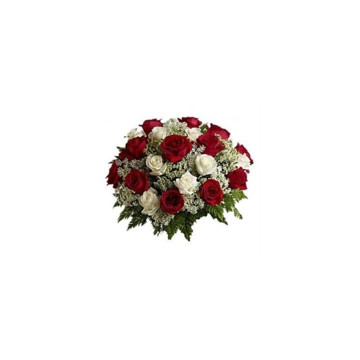 Scintillating Beauty A bouquet of Red and White Roses. Dubai (15 white and 15 Red Roses)