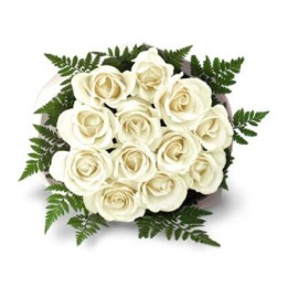 One Dozen White Roses Bouquet