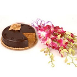 Exotic Orchids and Cake- 12 Orchids & Half KG Cake
