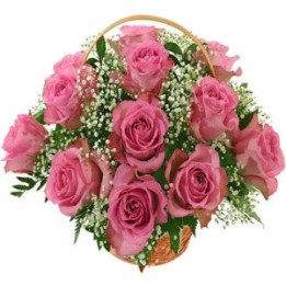 25 Pink Roses Basket
