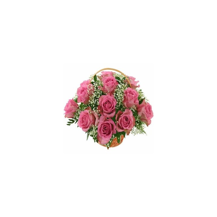 25 Pink Roses Basket