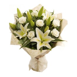 White Lilies Roses Bouquet