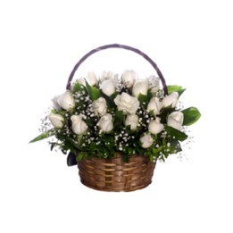21 White Rose Basket