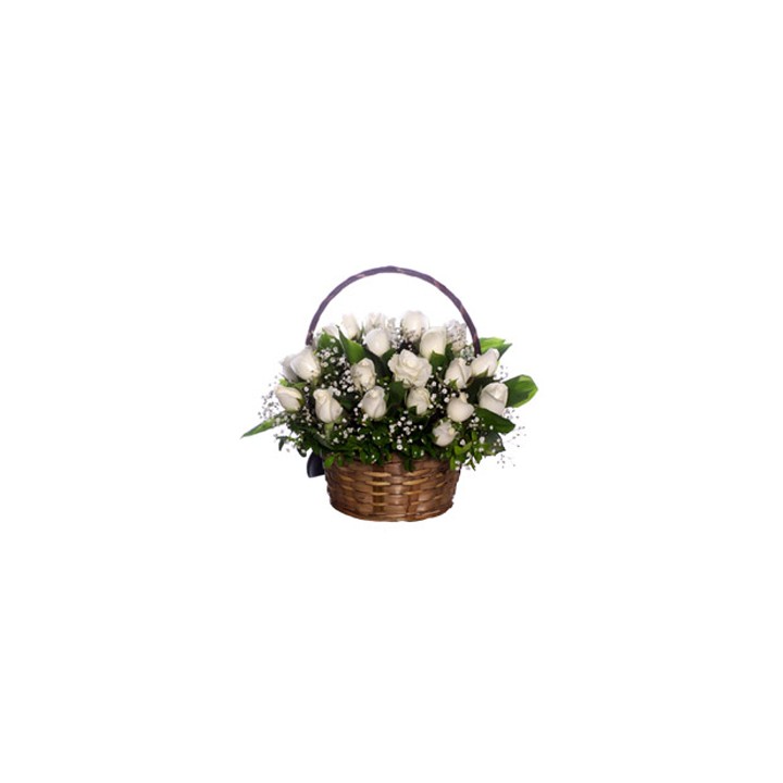 21 White Rose Basket