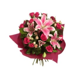 15 Red Roses and Lilies Bouquet