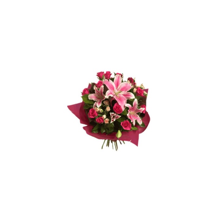 15 Red Roses and Lilies Bouquet
