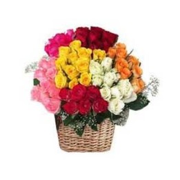 MIX ROSES BASKET 100 FLOWERS