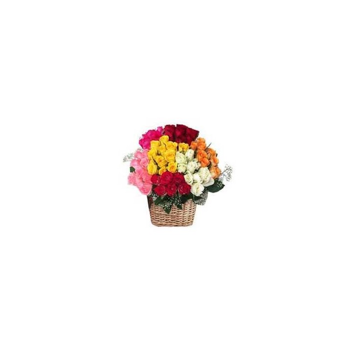 MIX ROSES BASKET 100 FLOWERS