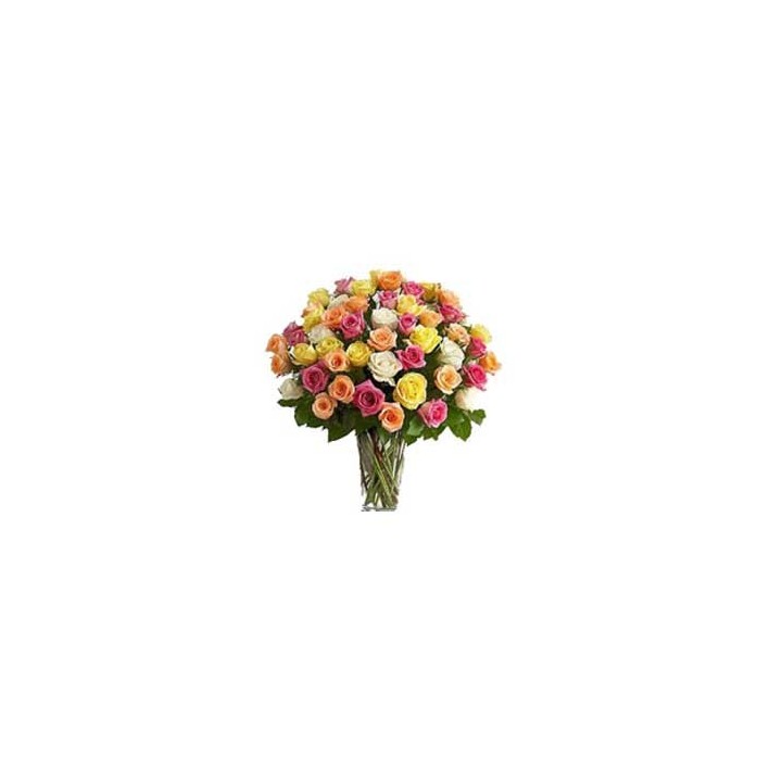 Mixed colour roses in Vase 75 flowers.