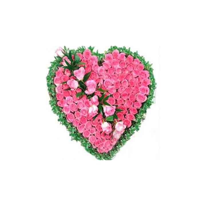 Pink Roses Heart 100 Flowers