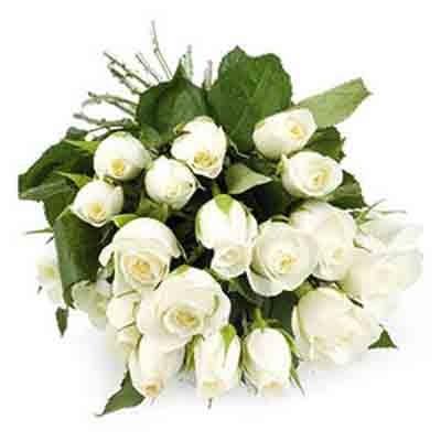 رز سفید دسته گل از 30 گل