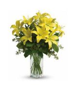 10 Yellow Lily in Vase