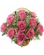  25 Pink Roses Basket