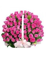 50 Rose Basket Pink