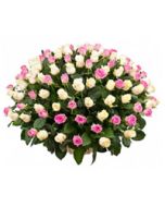 Basket of 100 Pink and White Roses Flowers To Dubai