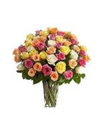 Mixed colour roses in Vase 75 flowers. 