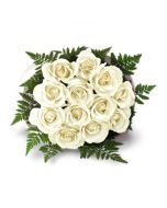 One Dozen White Roses Bouquet