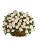 White Roses Basket 50 Stems