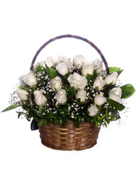 21 White Rose Basket