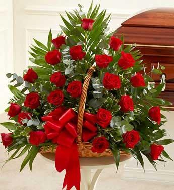 24 Red Roses basket Facing