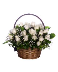 21 White Rose Basket