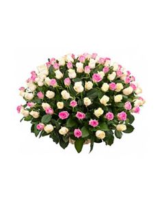 Basket of 100 Pink and White Roses Flowers To Dubai