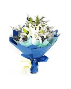 Bouquet de 12 lumineuses blanches lys