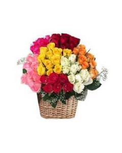 MIX ROSES BASKET 100 FLOWERS