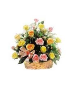 Panier de roses mix 18 couleurs 