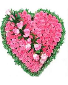 Pink Roses Heart 100 Flowers