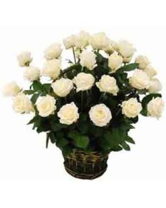 White Roses Basket 20 Stems