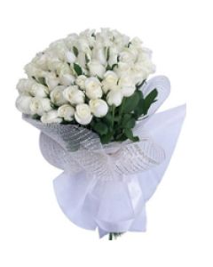 White Roses Bouquet 60 Flowers 