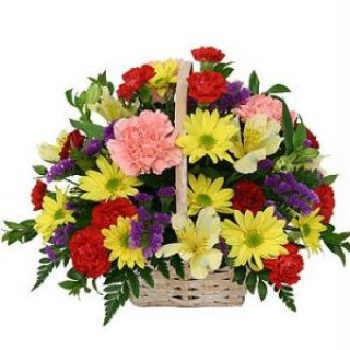 Mix Flowers Beautiful Basket Arrangement - Fresh Flowers Dubai