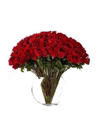 101 Red Roses in Glass Vase - Fresh Flowers Dubai