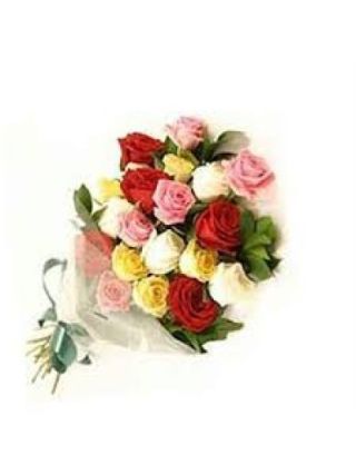18 MIX ROSES HAND BOUQUET - Fresh Flowers Dubai