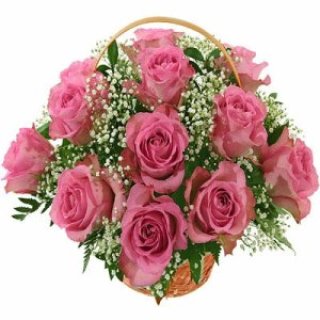  25 Pink Roses Basket - Fresh Flowers Dubai