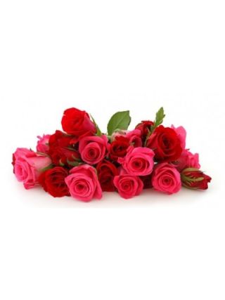 25 RED AND PINK ROSES BUNCH / BOUQUET  - Fresh Flowers Dubai